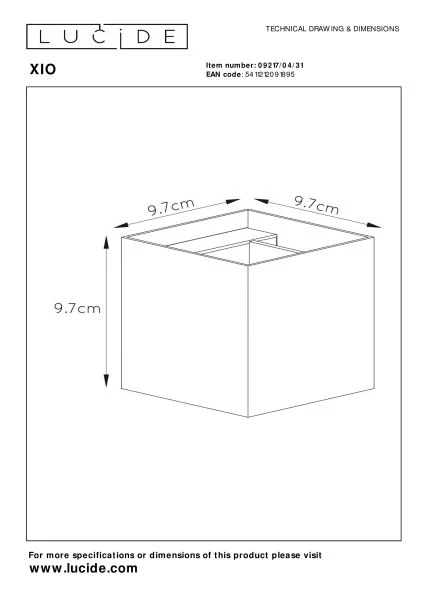 Lucide XIO - Lámpara de pared - LED Regul. - G9 - 1x4W 2700K - Ángulo de haz ajustable - Blanco - técnico